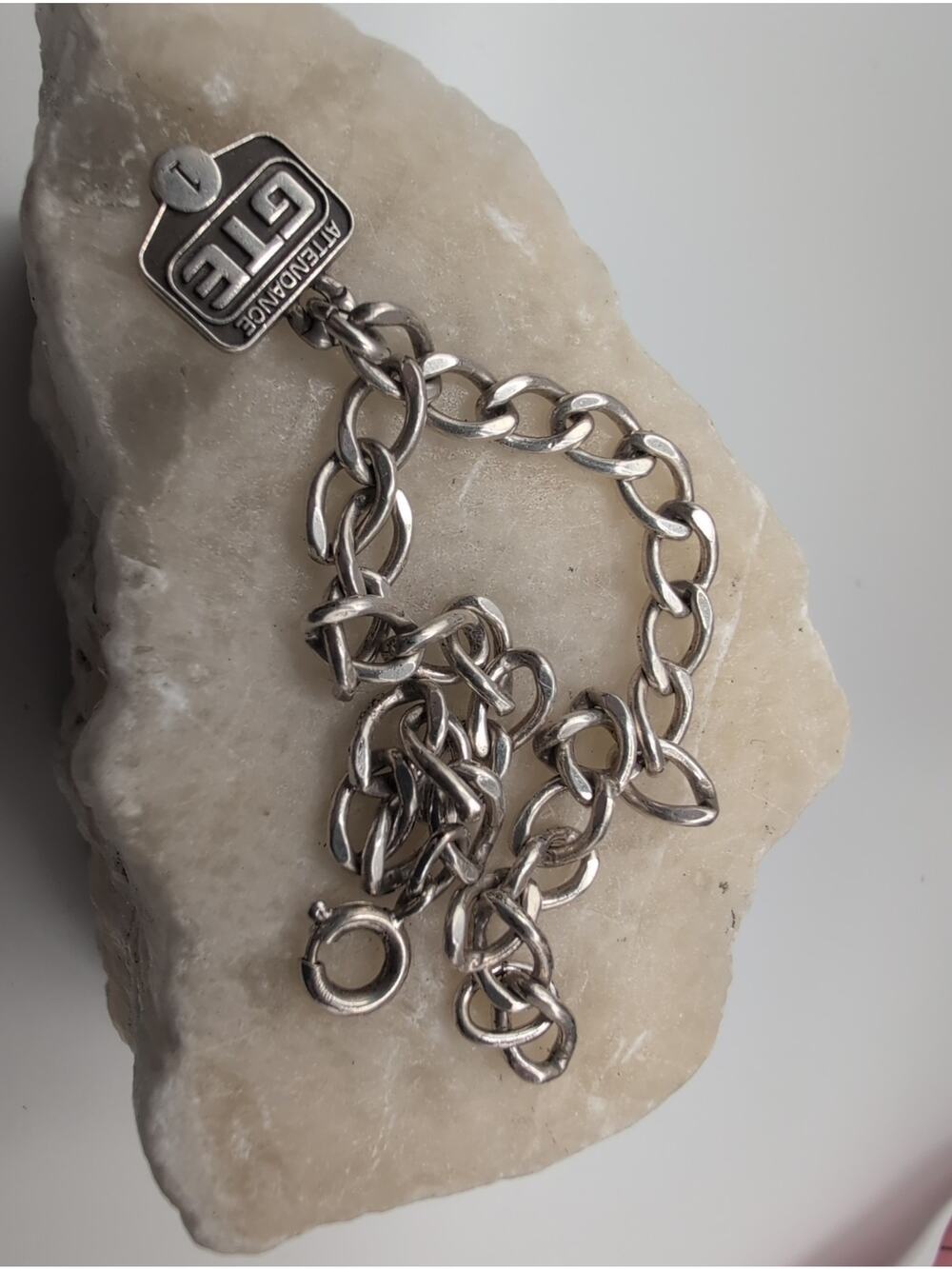 Vintage JTO Sterling Silver GTE Attendance Award Charm Bracelet 7 Inches